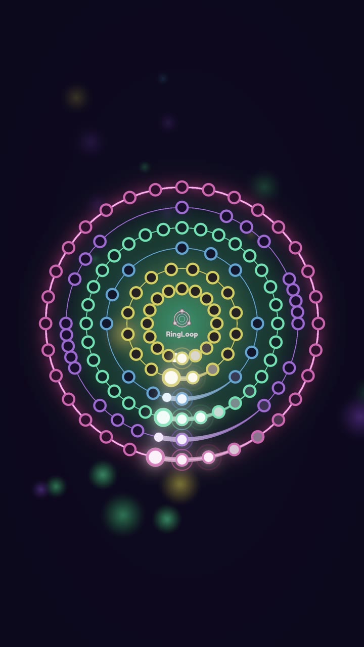 RingLoop gameplay with glowing neon rings